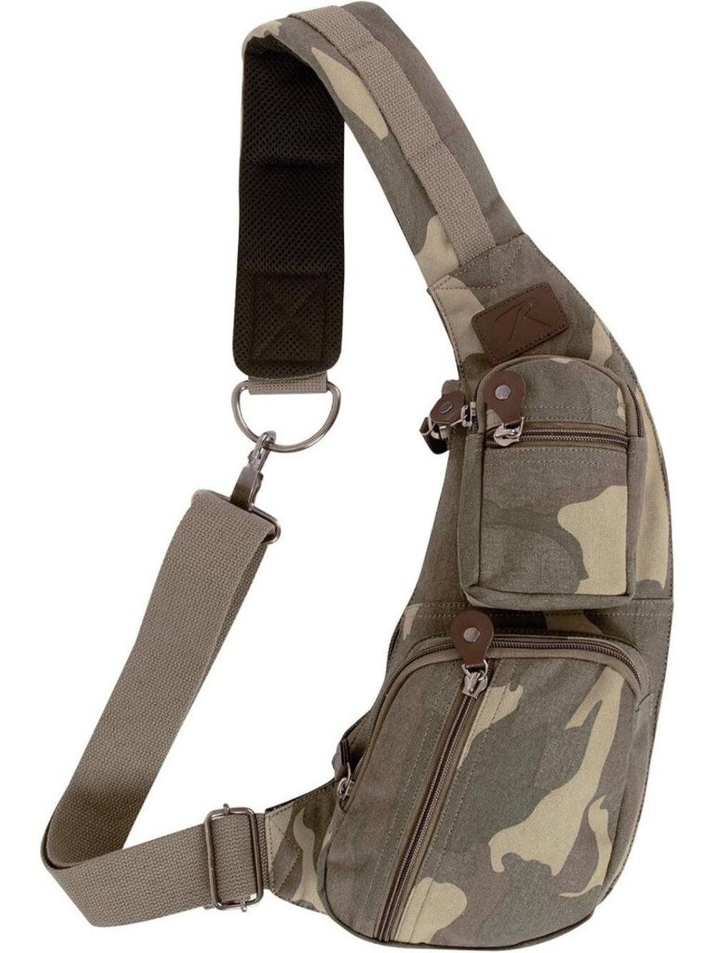 Vintage Canvas Crossbody Sling Bag | Compact Travel Shoulder Backpack 2L Storage